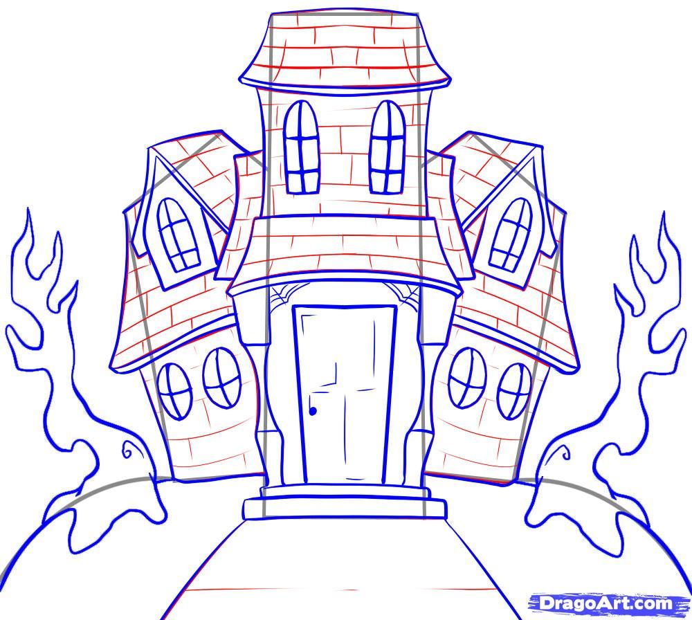 1000x896 How To Draw A Haunted House, Step By Step, Halloween, Seasonal
