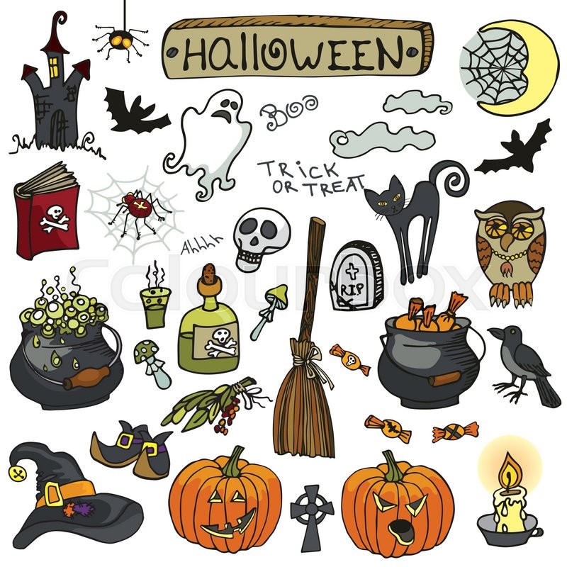 800x800 Halloween Party Icons.doodle Hand Drawing Witch Spooky Elements