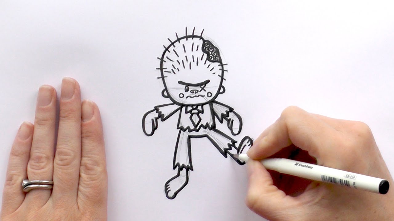 1280x720 How To Draw A Cartoon Zombie For Halloween
