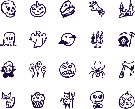 462x373 Spooky Icons 100 Hand Drawn Halloween Icons By Hdg