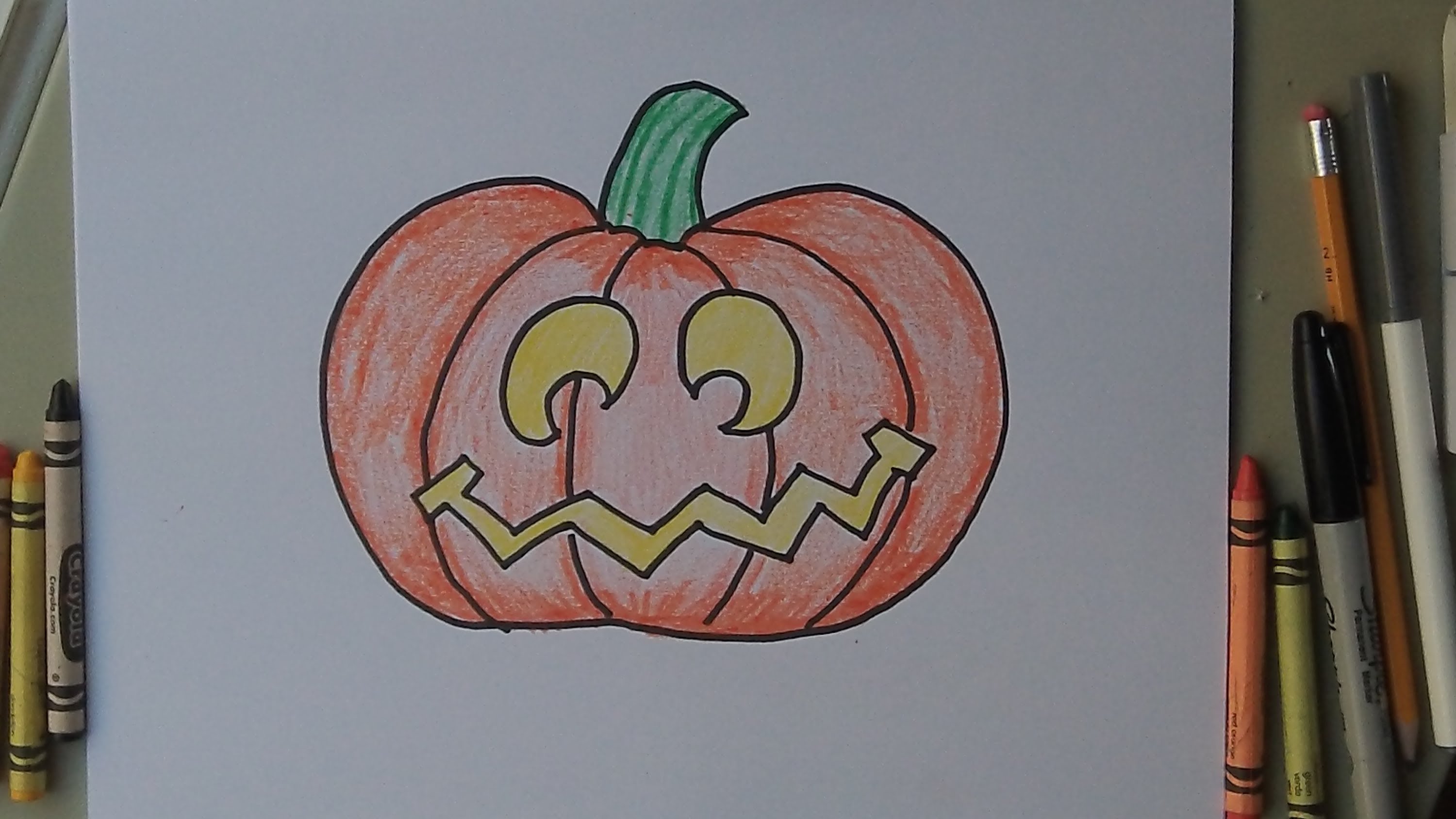 3000x1688 How To Draw A Halloween Jack O Lantern Pumpkin. Step By Step