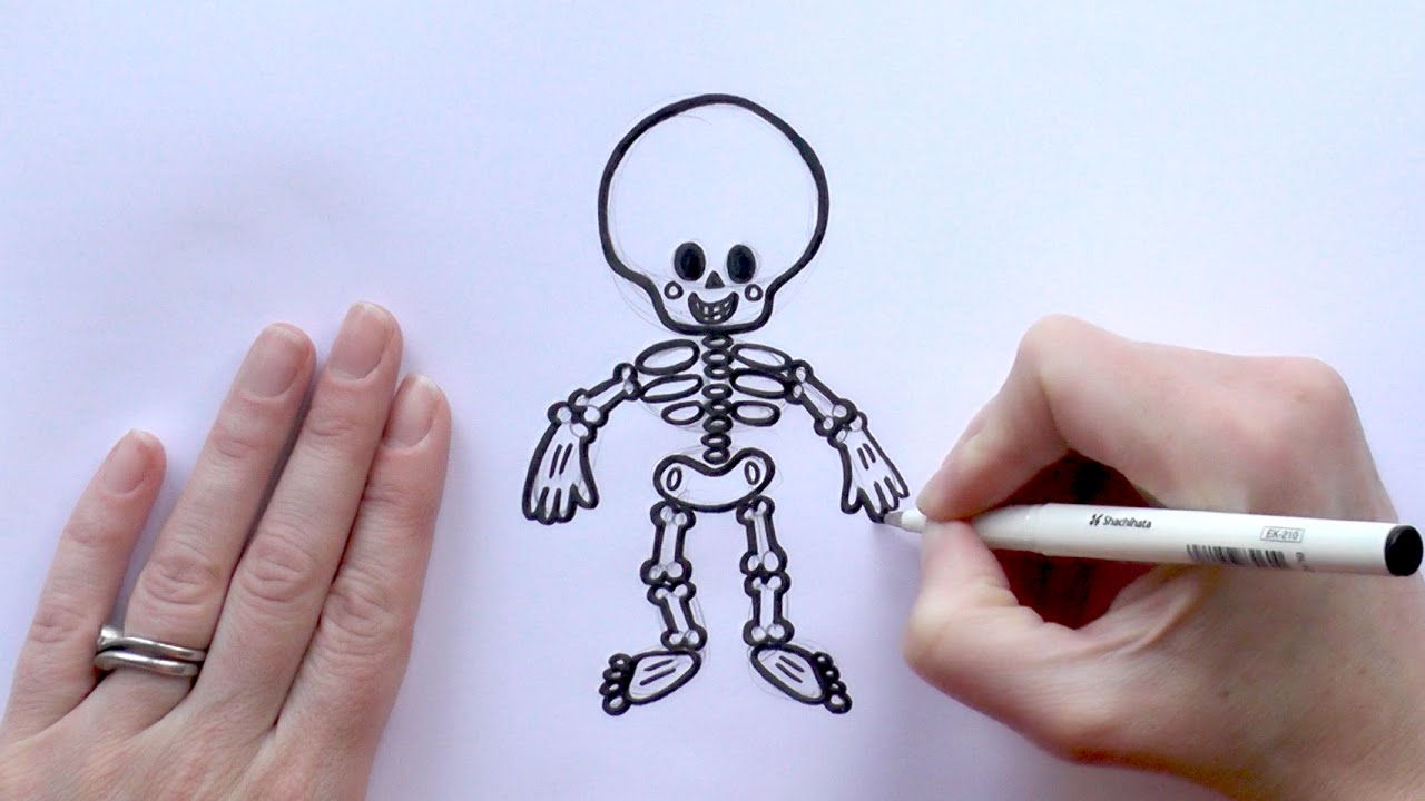 1280x720 How To Draw A Cartoon Skeleton For Halloween