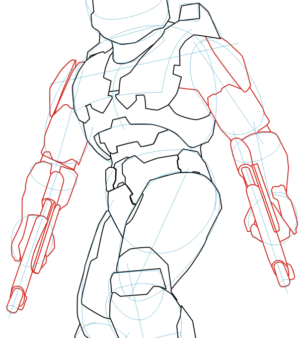 600x671 How To Draw Master Chief From Halo In Step By Step Drawing