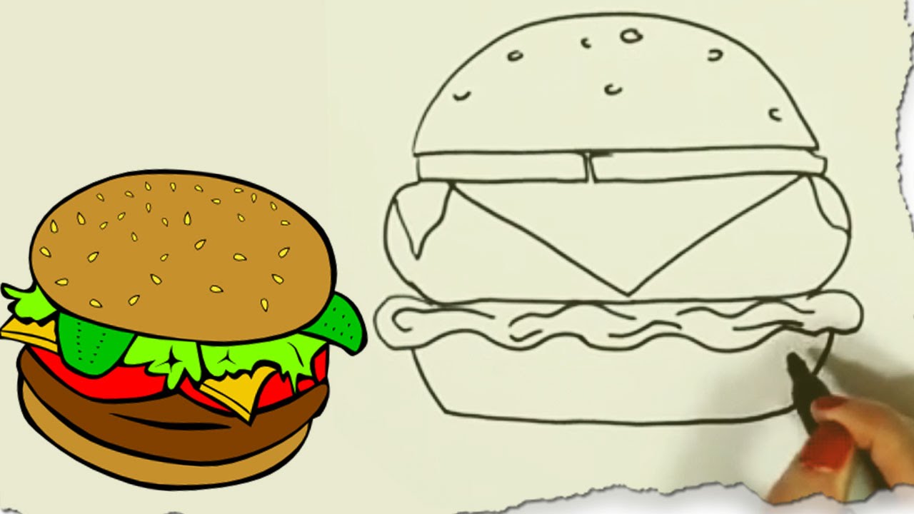 1280x720 How To Draw A Hamburger By Hooplakidz Doodle Drawing Tutorial
