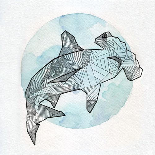 500x500 Geometric Hammerhead Shark By Allison Kunath Via Tumblr