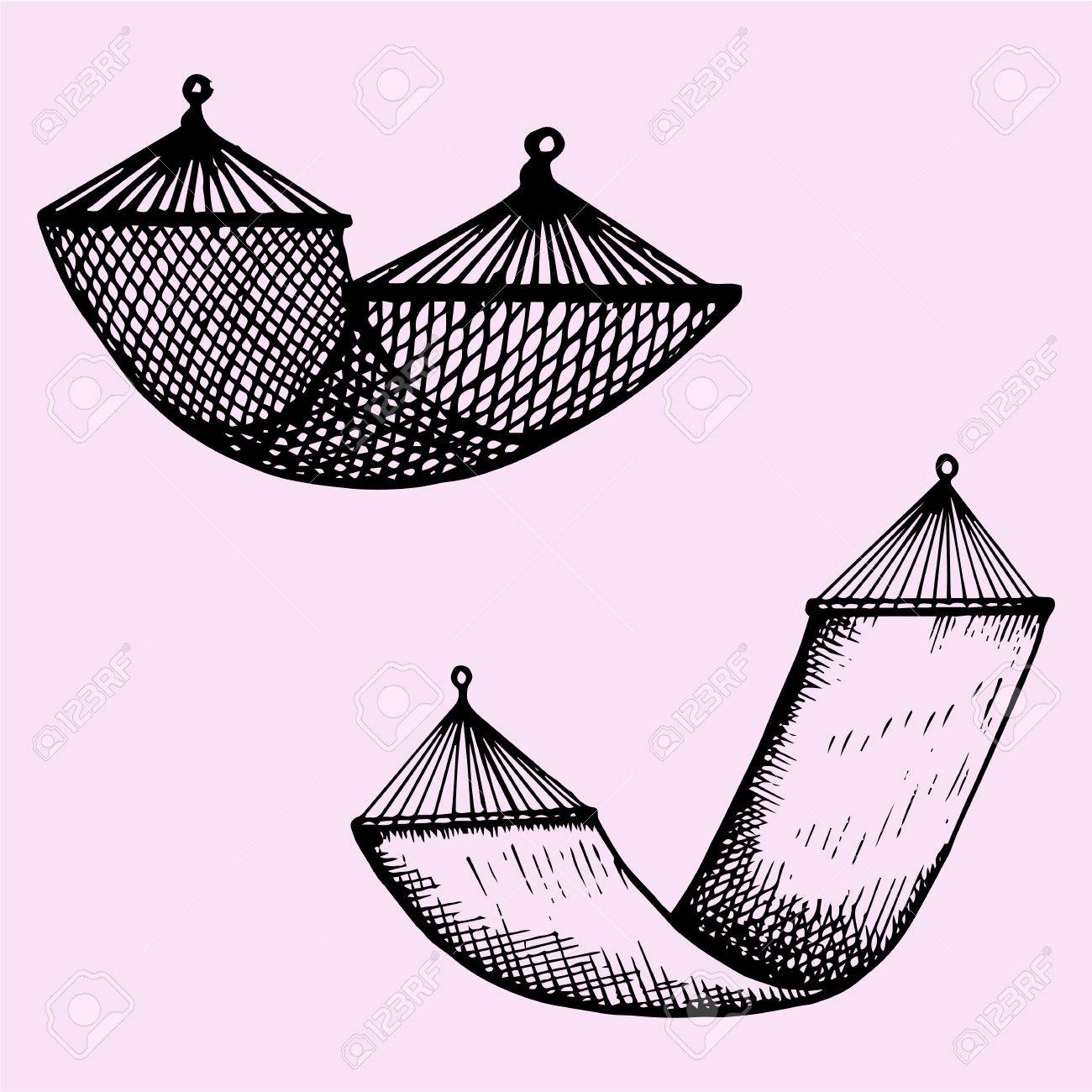 1300x1300 Set Of Hammock, Doodle Style, Sketch Illustration Royalty Free