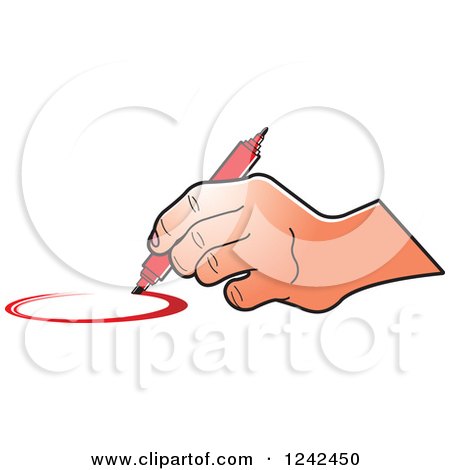 450x470 Clipart Of A Hand Drawing A Circle With A Red Marker Pen
