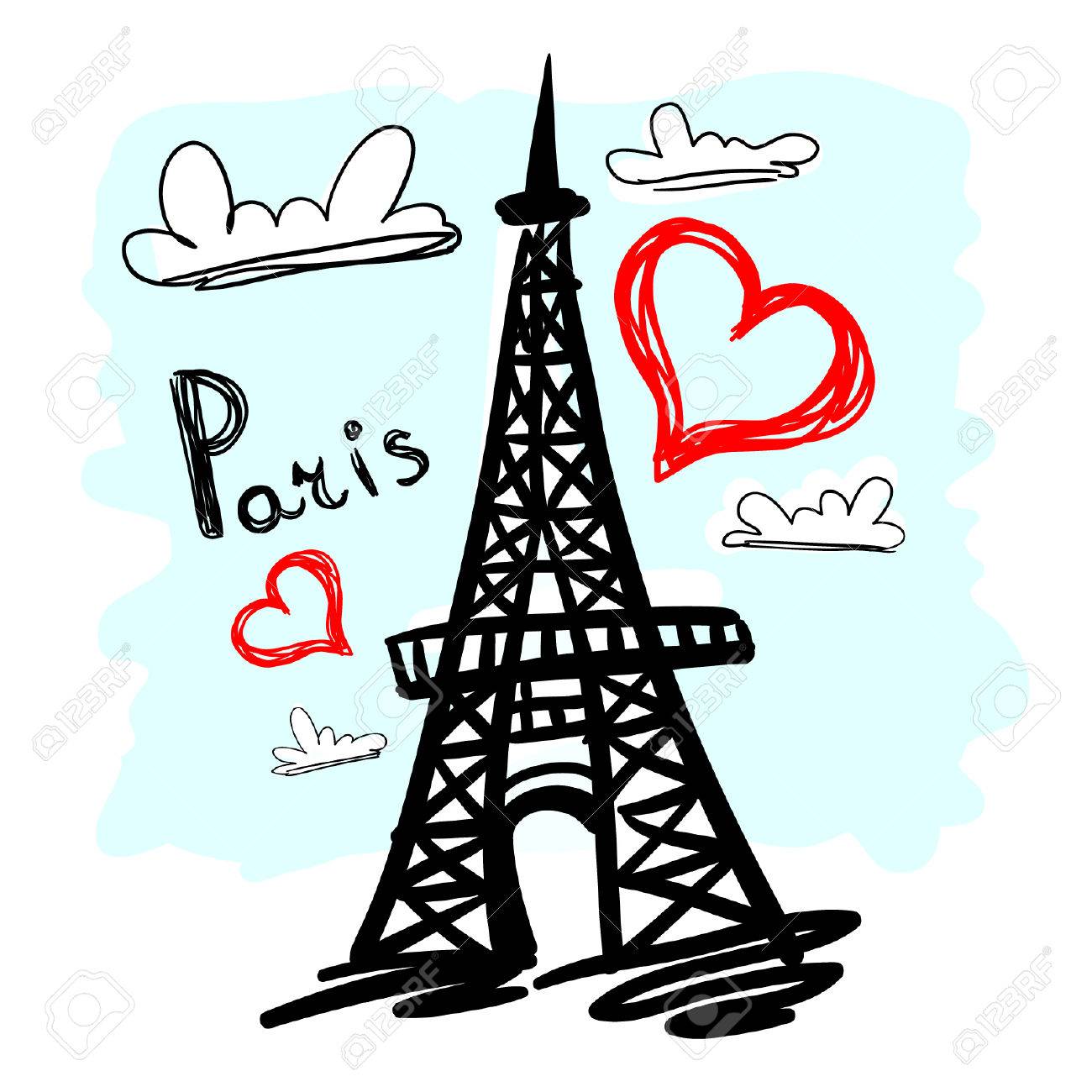 1300x1300 Hand Drawn Eiffel Tower Royalty Free Cliparts, Vectors, And Stock