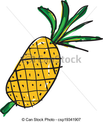 397x470 Hand Drawn Pineapple On White Backgound Vector Clipart