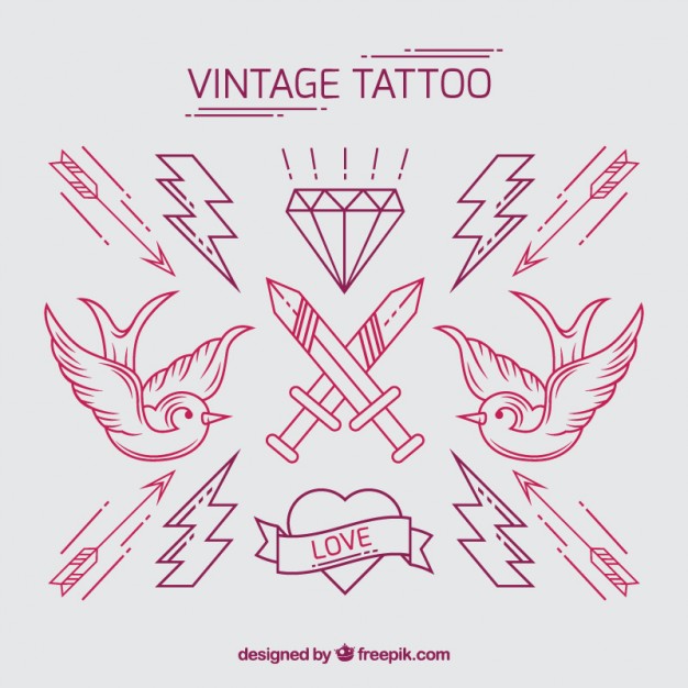 626x626 Pack Of Vintage Hand Drawn Tattoos Vector Free Download