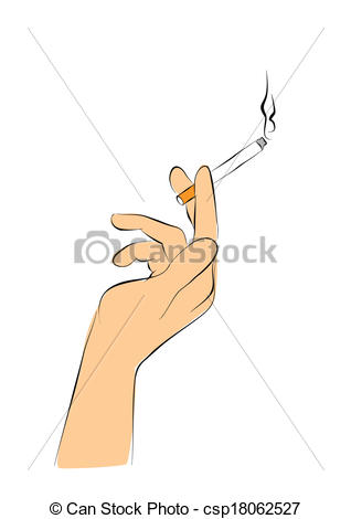 318x470 Hand Hold Cigarette. Woman Is Smoking Vector Illustration