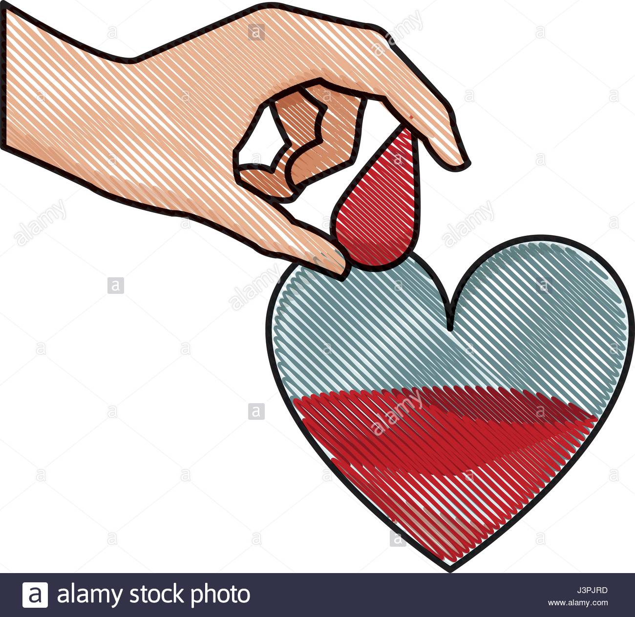 1300x1264 Drawing Hand Holding Drop Blood Heart Donation Stock Vector Art