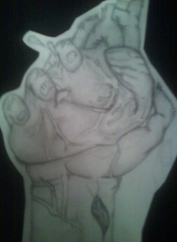 352x480 Zombie Hand Holding A Human Heart By Audryy