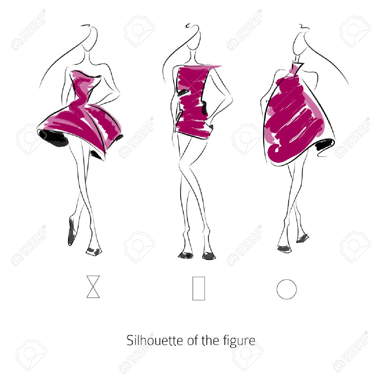 1300x1300 Vector Fashion Model. Sketch Silhouette Figure. Hand Draw Model