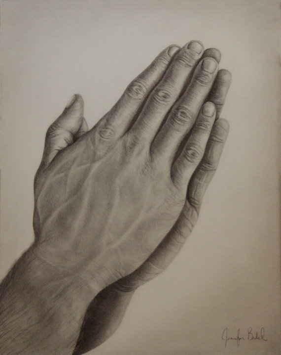 570x718 Praying Hands Original Pencil Drawing 11 X 14 By Jennifer Bickel