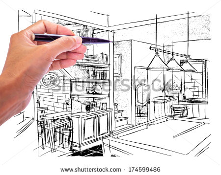 450x358 Designer's Hand Drawing Interior Perspective Of Irish Pub On White