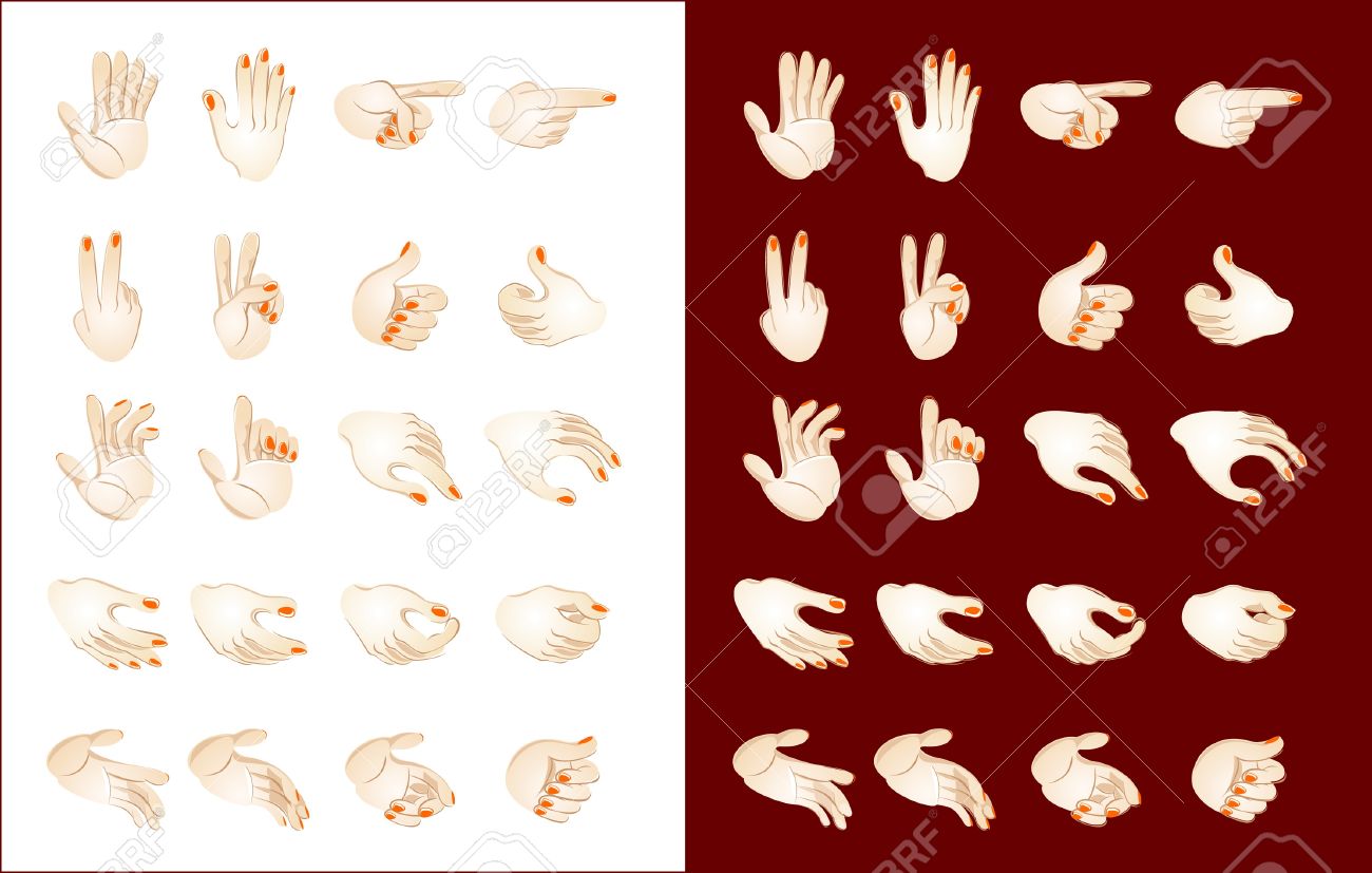 1300x827 Stylized Vector Drawing Of Different Hand Position Royalty Free
