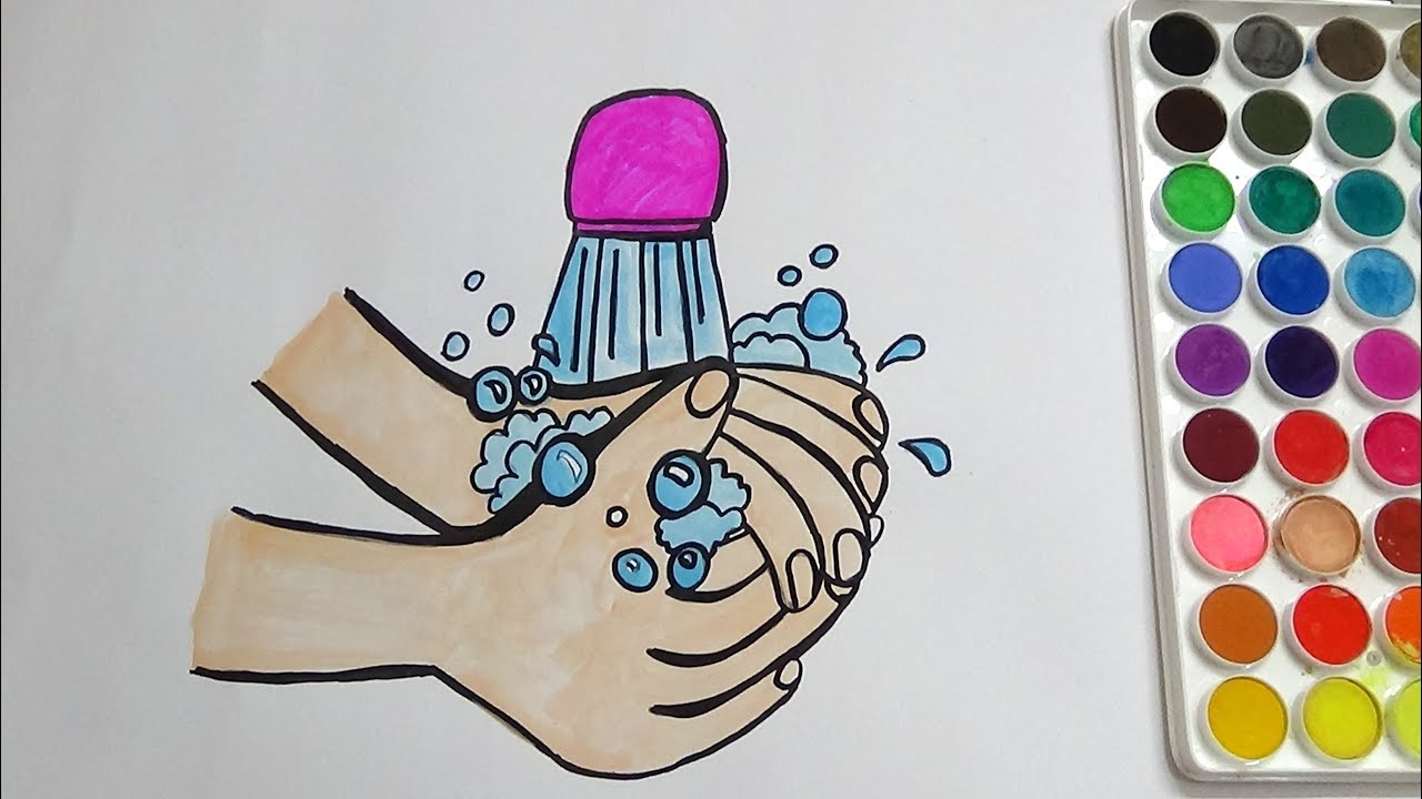 1280x720 Hand Wash Coloring Page For Kids