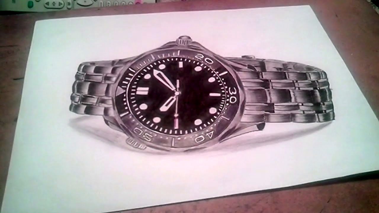 1280x720 3d Hyper Realistic Hand Watch Drawing