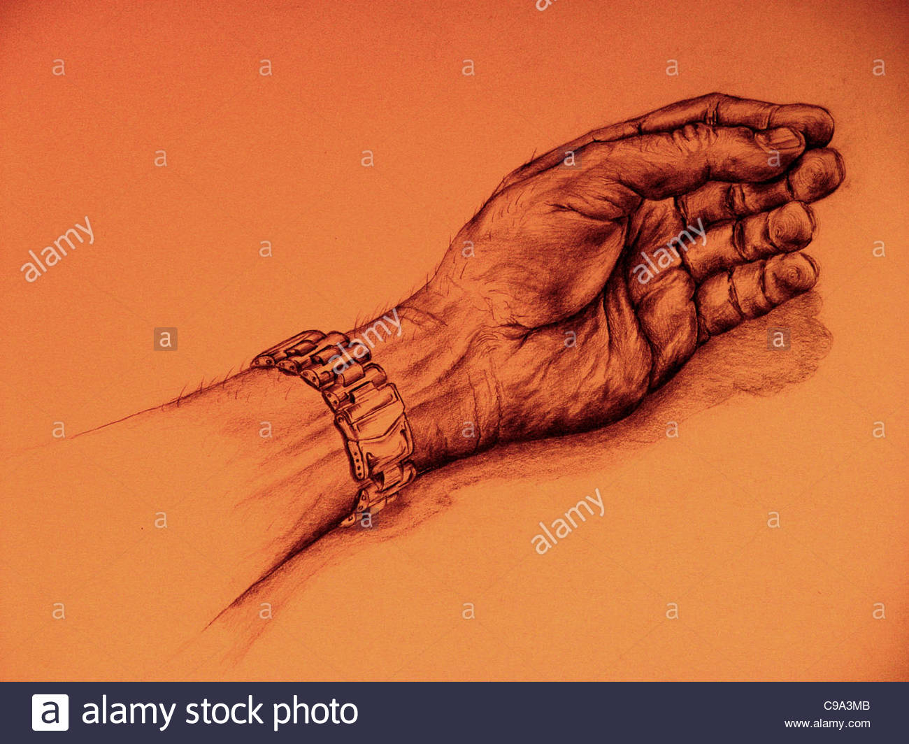 1300x1064 Hand Watch Drawing Finger Stock Photo 40175083