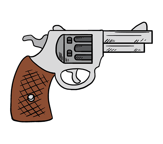 678x600 How To Draw A Cartoon Revolver In A Few Easy Steps Easy Drawing