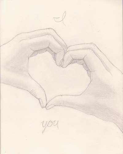 400x502 I Heart You Teen Charcoal About Heart, Hands, Pencil, I, Love