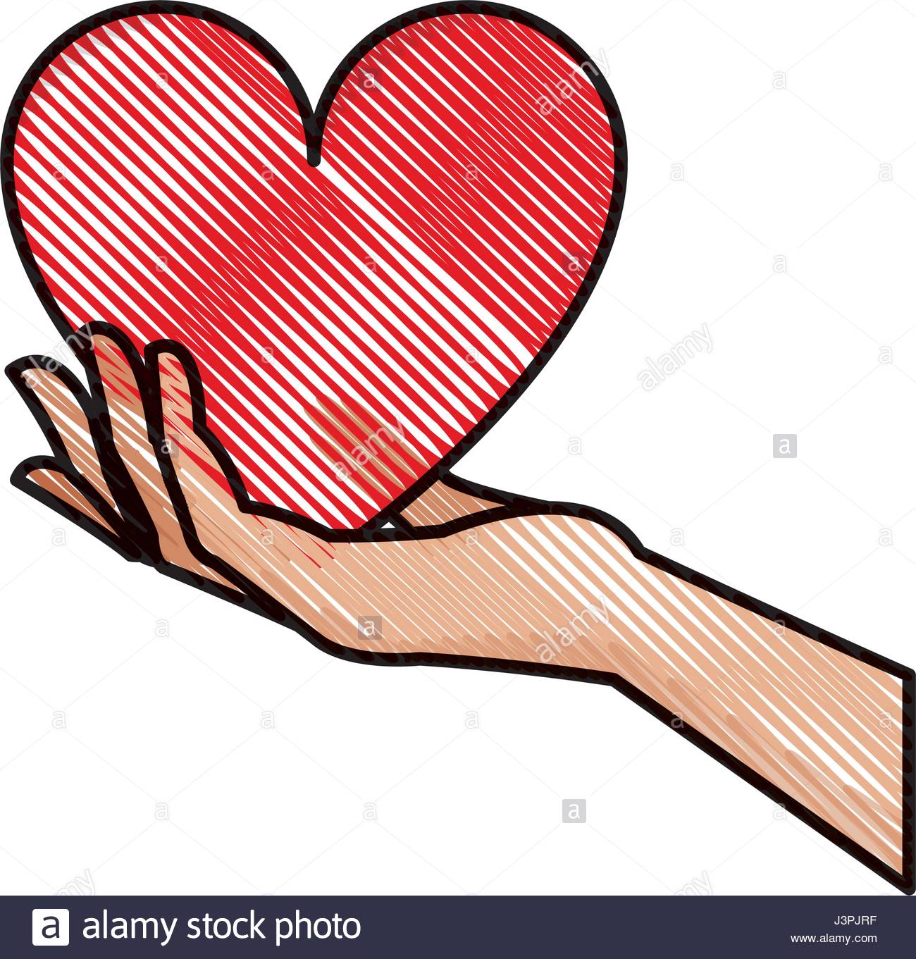 1300x1361 Drawing Hand Holding Heart Blood Donation Symbol Stock Vector Art