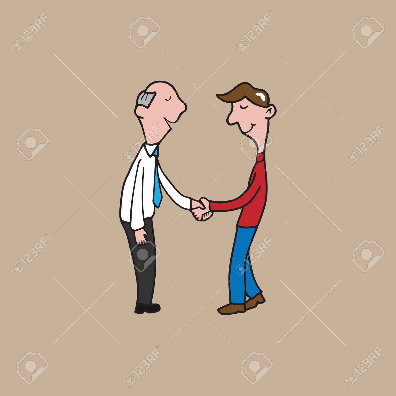 1300x1300 Men Handshake Cartoon Drawing Vector Royalty Free Cliparts
