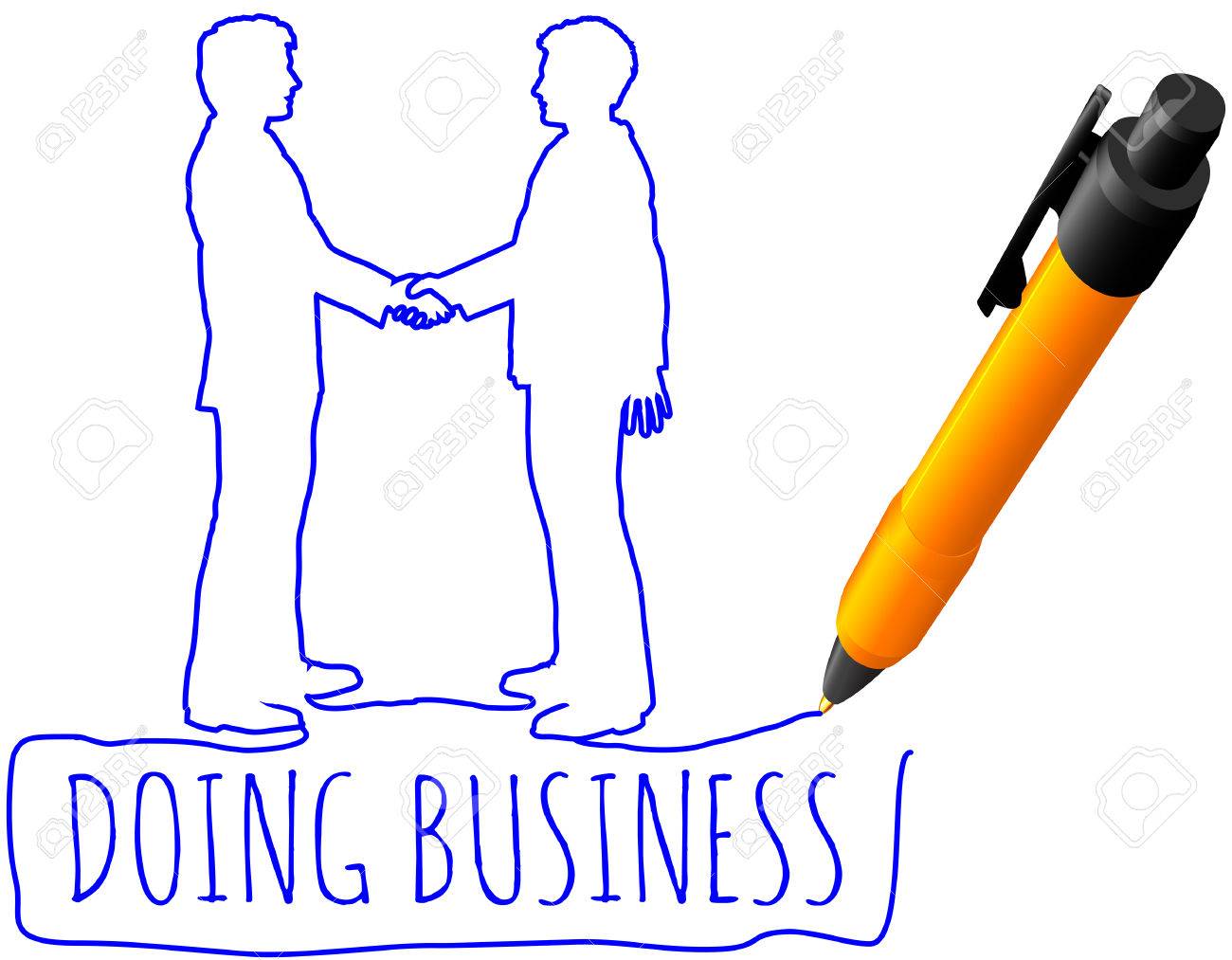 1300x1013 Pen Drawing Business People Handshake On Partners Agreement