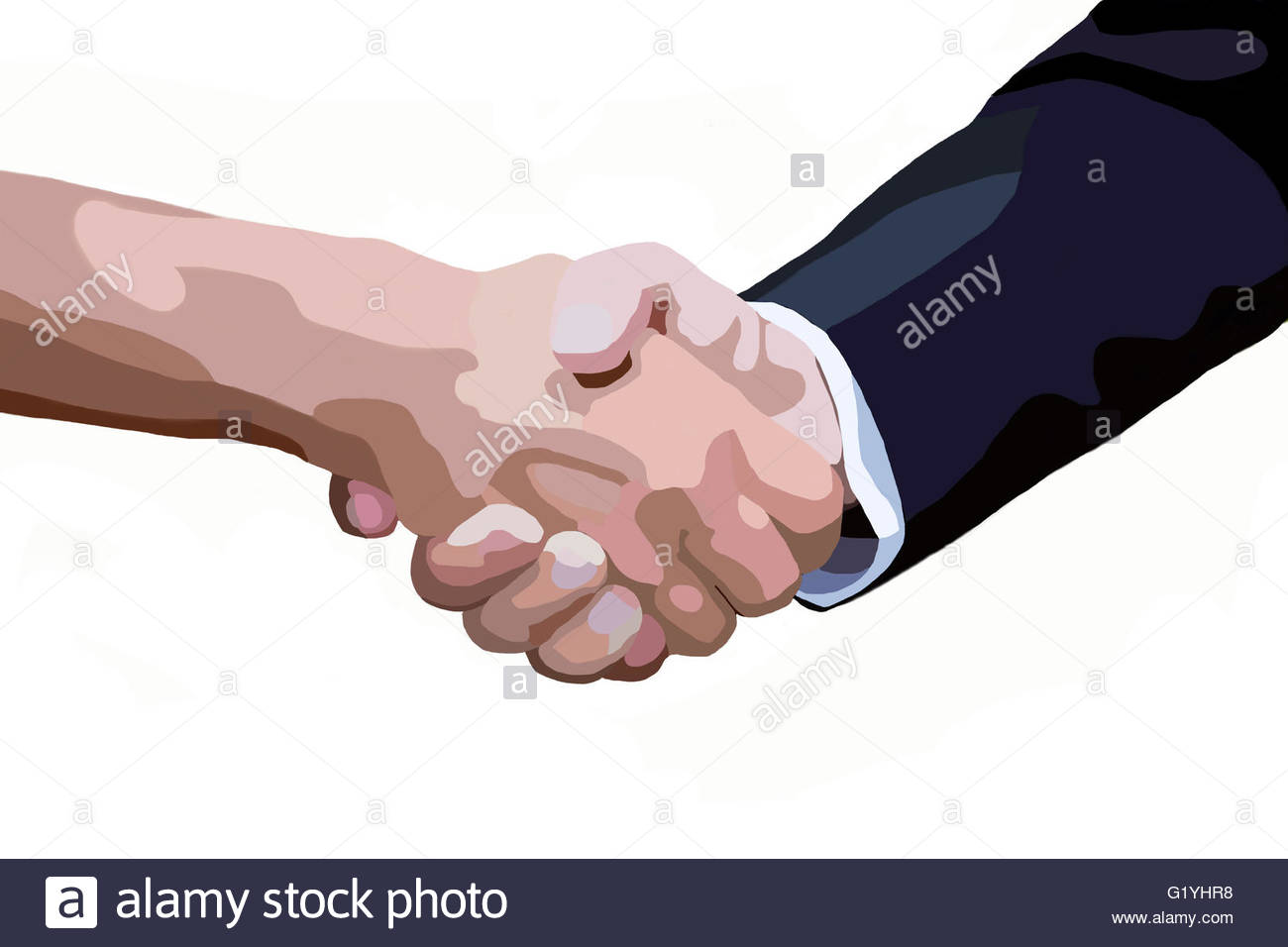 1300x956 Drawing Of Handshake Of Two Men On White Background Stock Photo