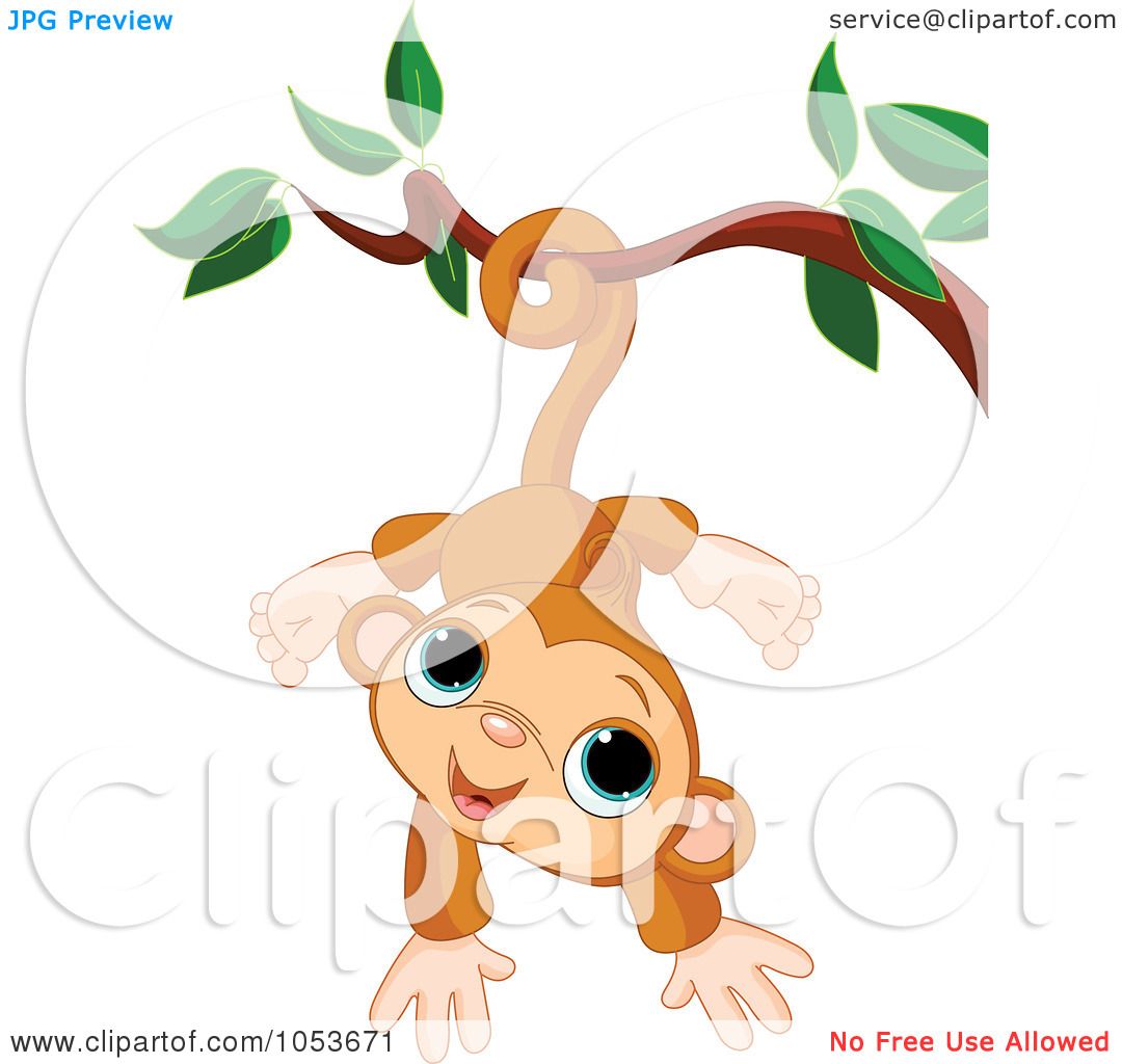 1080x1024 Royalty Free Vector Clip Art Illustration Of A Cute Monkey Hanging