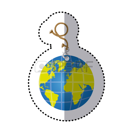 450x450 Monochrome Contour Hand Drawing Of Hanging Rope With Metal Hook