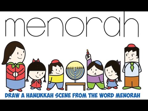 480x360 How To Draw Hanukkah Chanukah Kids Lighting Menorah Word Cartoon