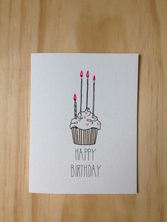 236x314 Plantable Seed Paper Happy Birthday Card, Hand Illustrated Cupcake