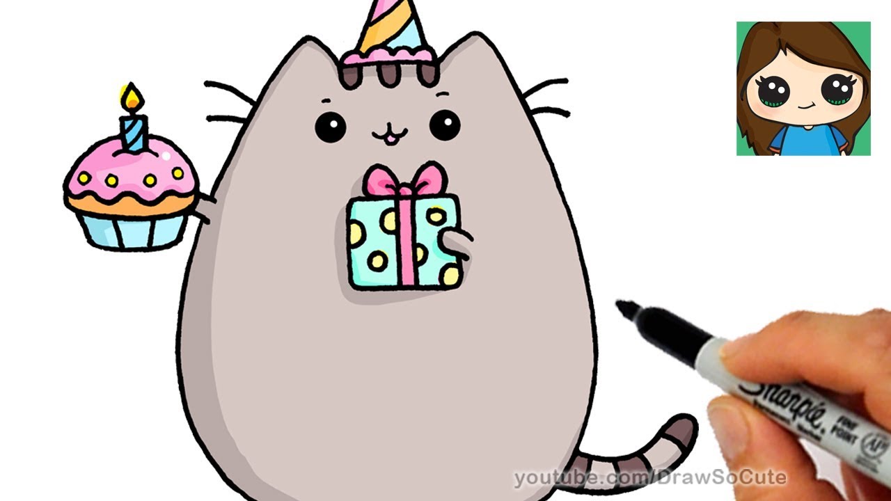 1280x720 How To Draw Happy Birthday Pusheen Cat