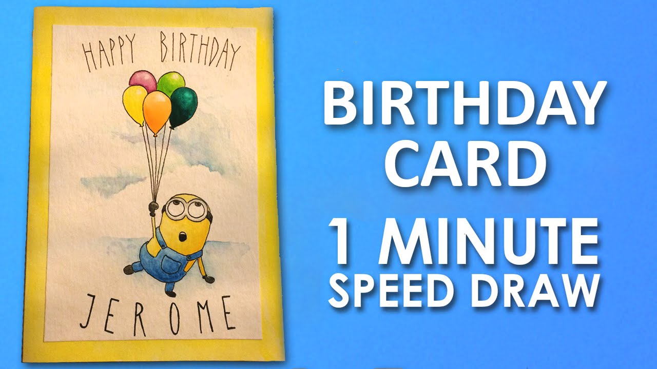 1280x720 How To Draw Minion Birthday Card Step By Step Learning Video