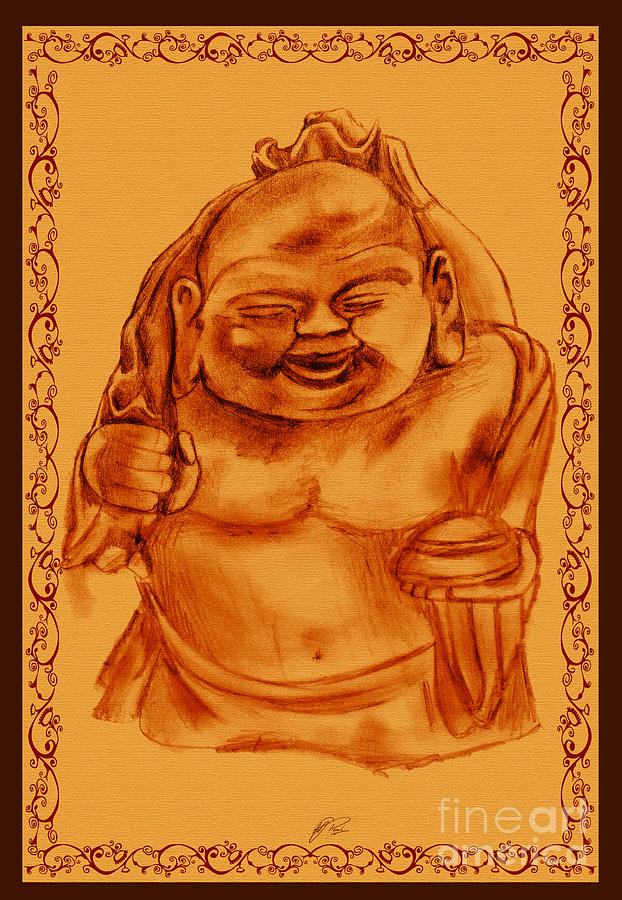 622x900 Happy Buddha Drawing By Rj Roskom