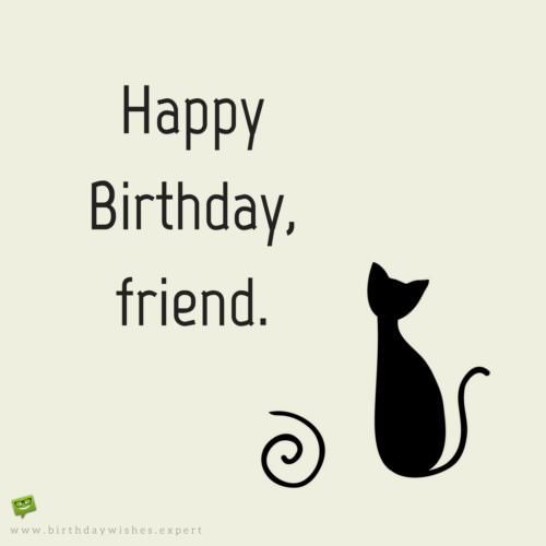 500x500 Happy Birthday Friend On Image With Cute Cat Drawing