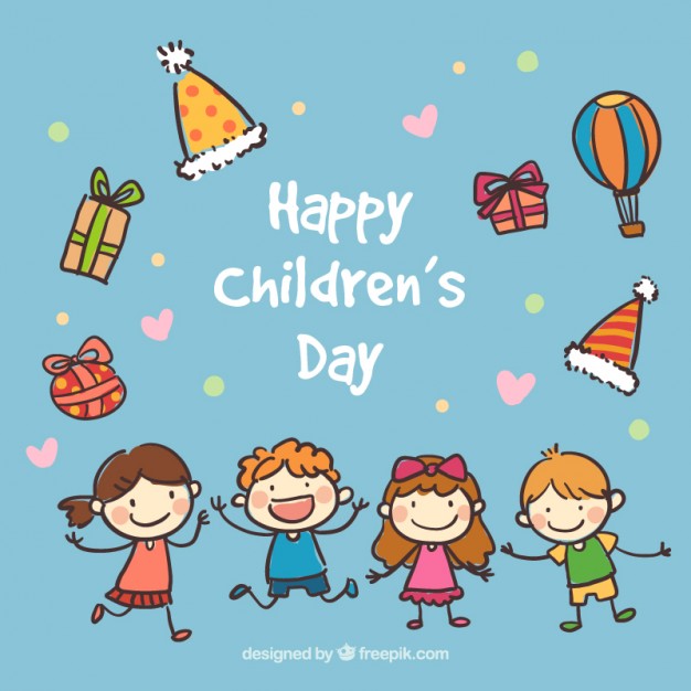 626x626 Hand Drawn Happy Children's Day Card Vector Premium Download