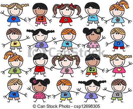 450x369 Mixed Ethnic Happy Kids Children Vector Clipart