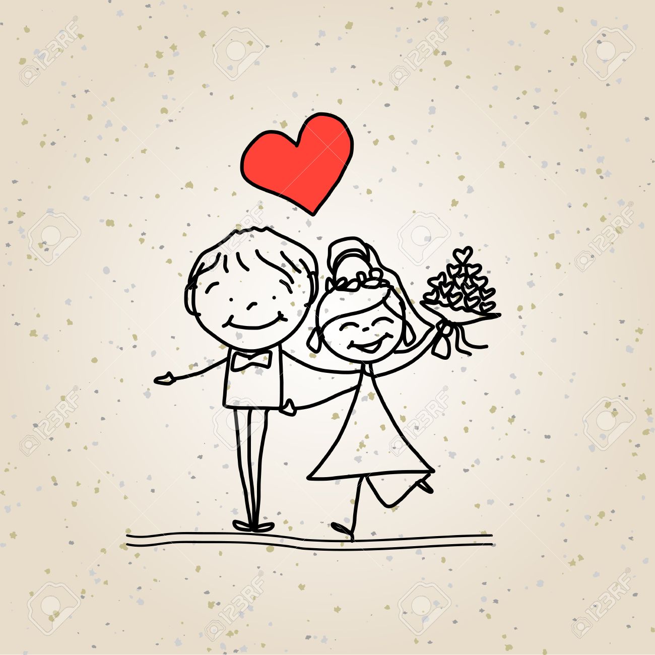 1300x1300 Hand Drawing Cartoon Happy Couple Wedding Royalty Free Cliparts
