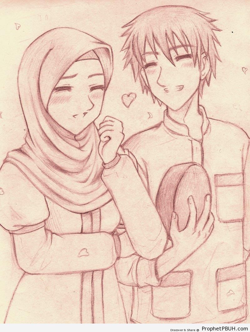 800x1059 Happy Couple Drawings Prophet Pbuh (Peace Be Upon Him)