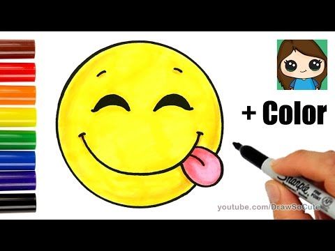 480x360 Cool How To Draw A Silly Happy Face Emoji With Coloring Easy