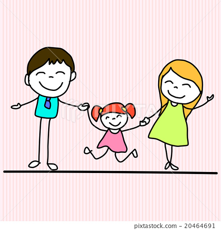 450x468 Hand Drawing Cartoon Happy Family