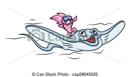 450x267 Happy Fish Riding On Stingray Vector Illustration Vector