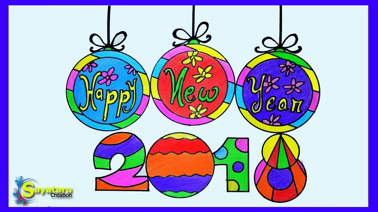 1280x720 How To Draw Happy New Year 2018 Poster, Happy New Year 2018