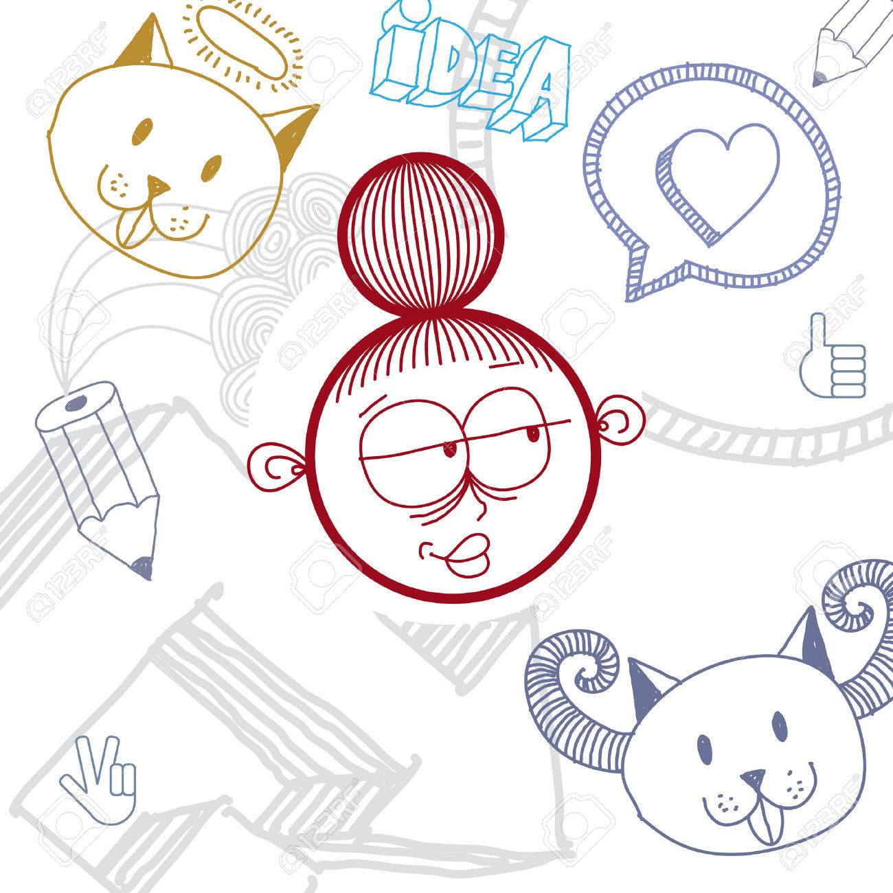 1300x1300 Vector Art Colorful Drawing Of Happy Person, Education And Social