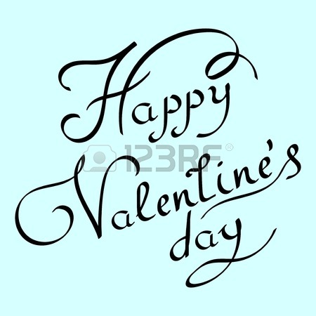 450x450 Happy Valentines Day Drawing Lettering Design. Abstract Background