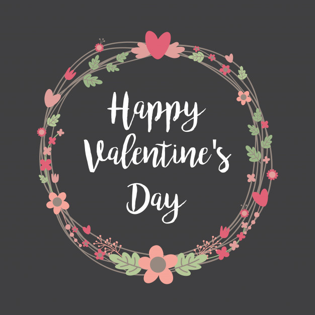 626x626 Happy Valentines Day Hand Drawing Set.floral Frame Typographic