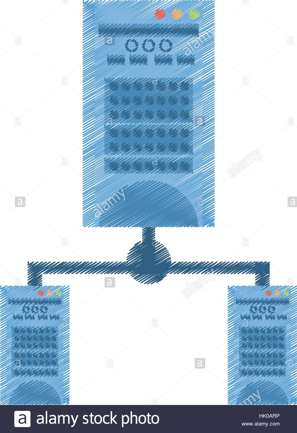 955x1390 Drawing Tower Computer Hardware Technology Vector Illustration Eps